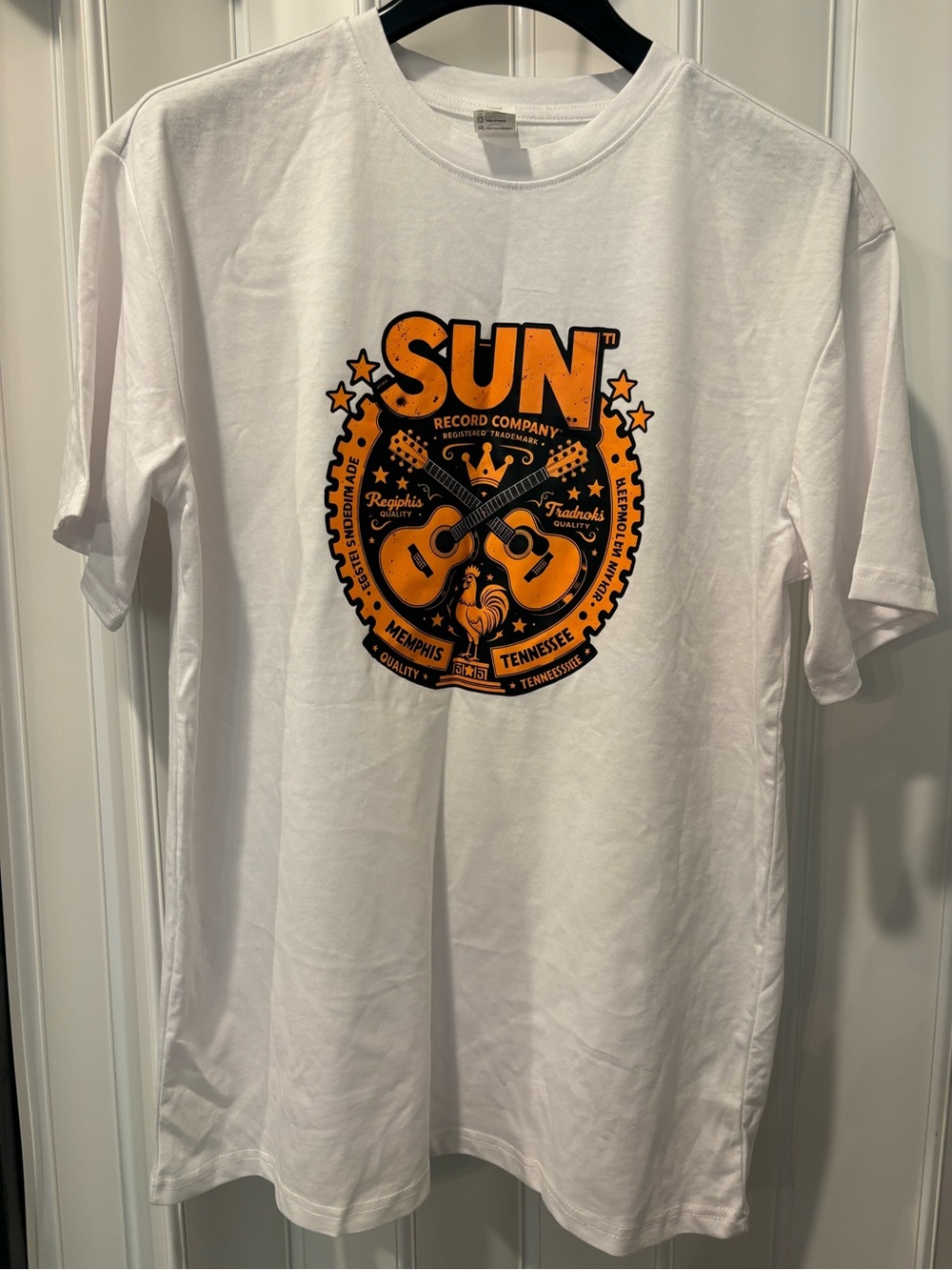 White Graphic Tee - Orange Logo Sun Records Size Large